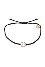 Load image into Gallery viewer, Pura Vida Rose Gold Mother of Pearl Bracelet - Adjustable Band, 100% Waterproof - Black
