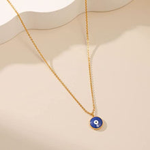 Load image into Gallery viewer, ORNAPEADIA Evil Eye Necklace for Women Coin Third Blue Eyes Amulet Pendant 18K Gold Filled Dainty Chain Simple Jewelry

