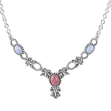 Load image into Gallery viewer, American West Sterling Rhodonite and Blue Lace Agate Butterfly Necklace 17-1/2 Inch
