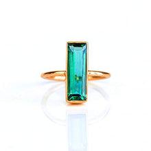 Load image into Gallery viewer, Green Tourmaline Gemstone Bar Ring, Geometric October Birthstone Ring, Adira Ring Series
