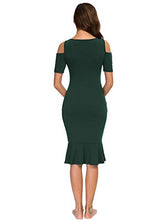 Load image into Gallery viewer, Ecavus Women's Maternity Dress Bodycon Cold Shoulder Pregnancy Dresses with Ruffle Hem for Baby Shower
