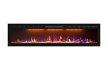 Load image into Gallery viewer, Mystflame 72 inch Electric Fireplace - Ultra Slim Frame - in Wall Recessed &amp; Wall Mounted - Multicolor Flame - Log &amp; Crystal Hearth - 1500/750 Watt Heater - Remote Control &amp; Touch Screen- Timer
