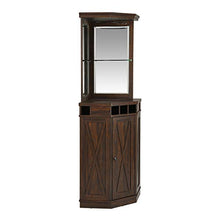 Load image into Gallery viewer, Home Source Mahogany Corner Bar Unit with Built-in Wine Rack and Lower Cabinet
