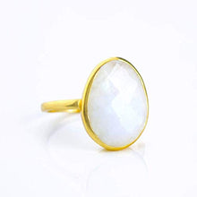Load image into Gallery viewer, Teardrop Rainbow Moonstone ring, statement ring, Vermeil Gold or silver, bezel set ring, large oval ring, June Birthstone ring, birthday gift, bridal jewelry, gemstone ring
