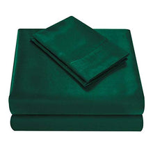 Load image into Gallery viewer, Homiest 4pcs Satin Sheets Set Luxury Silky Satin Bedding Set with Deep Pocket, 1 Fitted Sheet + 1 Flat Sheet + 2 Pillowcases (Full Size, Blackish Green)

