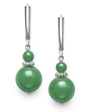 Load image into Gallery viewer, Sterling Silver Natural Green Jade Lever Back Drop Dangle Earrings
