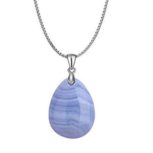 Load image into Gallery viewer, OCARLY 925 Blue Lace Agate Teardrop Pendant Necklace Healing Waterdrop Stone Crystal Chakra Protection Rock
