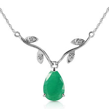 Load image into Gallery viewer, Galaxy Gold 1.02 ct 14k White Gold Drop Necklace with Genuine Diamonds &amp; Pear-Shaped Natural Emerald 4273W (24)
