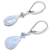 Load image into Gallery viewer, Blue Lace Agate Briolette Sterling Silver Lever Back Earrings Crystal
