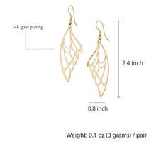 Load image into Gallery viewer, 14K Gold Plated Metal texture butterfly element earrings simple and fashionable temperament butterfly wing earrings for Women Girl Gifts Valentines/Birthday/ Anniversary / Mother’s Day
