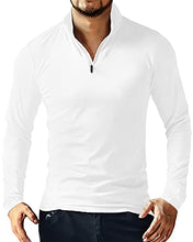Load image into Gallery viewer, YTD Men's Classic Zip Up Long Sleeve Polo Shirts Casual Slim Fit Tops Basic Designed Cotton Shirts L White
