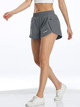 Load image into Gallery viewer, CADMUS 2 in 1 Women's Workout Shorts Gym Running Shorts for Women Sport Pro Shorts Zipper Phone Pockets,3 Pack, Black &amp; Gray &amp; White, Medium
