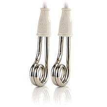 Load image into Gallery viewer, Ovente Electric Stainless Steel Immersion Heater for Tea Coffee &amp; Beverage, 300 Watt Power Portable Submersible Instant Hot Water Warmer, Light Weight Easy Heating &amp; Clean, White Pack of 2 CH3012
