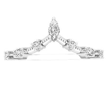 Load image into Gallery viewer, Dazzlingrock Collection 0.20 Carat (ctw) Marquise &amp; Round White Diamond Ladies Wedding Band Chevron Ring 1/5 CT, 14K White Gold, Size 7
