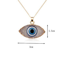 Load image into Gallery viewer, HUNO Classic Turkish Evil Eye Necklace Imitated Druzy Pendant Gold Plated Faith Protection Lucky Jewelry for Women and Girls Party Special Days-White Eye
