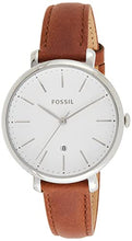 Load image into Gallery viewer, Fossil Women's Jacqueline Quartz Stainless Steel and Leather Three-Hand Date Watch, Color: Silver, Brown (Model: ES4368)
