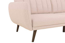 Load image into Gallery viewer, Novogratz Brittany Sofa Futon, Premium Linen Upholstery and Wooden Legs, Pink Linen
