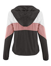 Load image into Gallery viewer, FASHION BOOMY Women's Color Block Windbreaker Jacket - Hooded Pullover - Zip Up Outwear Medium Black/Pink
