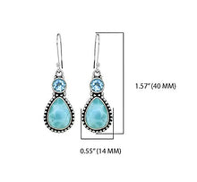 Load image into Gallery viewer, YoTreasure Larimar &amp; Blue Topaz Solid Sterling Silver Designer Earrings
