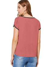 Load image into Gallery viewer, Milumia Women's Casual Pleated Petal Cap Sleeve Round Neck Keyhole Blouse Top Deep Pink X-Large
