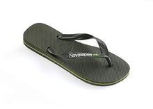 Load image into Gallery viewer, Havaianas Women's Brazil Logo Flip Flop Sandal, Olive Green, 9-10
