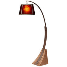 Load image into Gallery viewer, Oak River Mission Arc Floor Lamp Dark Rust Metal Pole Oak Wooden Base Natural Mica Shade for Living Room Reading Bedroom - Franklin Iron Works
