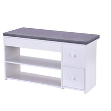 Load image into Gallery viewer, 2 Tier Shoe Rack Bench with Cushion &amp; 2 Drawer, shamoluotuo Shoe Organizer Sponge Padded Seat, Entryway Seat Storage Shelf, Storage Cabinet Hallway Furniture, Storage Stool for Home Entryway (White)
