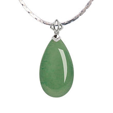 Load image into Gallery viewer, iSTONE Natural Gemstone Green Jade Aventurine Water Drop 925 Sterling Silver Pendant Necklace

