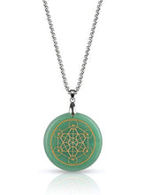 Load image into Gallery viewer, EMF Protection Necklace Radiation Blocker | Green Aventurine Healing Pendant | LUXAR | Stone of Opportunity | Metal Silver Chain | 1.57 Inch Diameter Pendant
