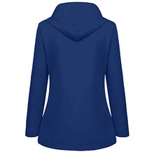Load image into Gallery viewer, Women Plus Size Solid Color Rain Outdoor Waterproof Hooded Raincoat Windproof Jacket Lightweight Oversized Coat Blue
