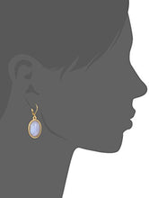 Load image into Gallery viewer, 1928 Jewelry "Semi-Precious Collection" 14k Gold Dipped Blue Lace Agate Oval Drop Earrings

