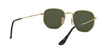 Load image into Gallery viewer, Ray-Ban RB3548N Flat Lens Hexagonal Sunglasses, Gold/Green, 54 mm
