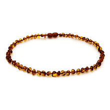 Load image into Gallery viewer, Amber Guru Baltic Amber Necklace (Authentic, Certified) - 12.5 inches - Unisex Jewelry - Cognac (Polished) - Real "Baby-Sized" Amber Beads - Proud to Deliver Genuine Baltic Sea Wonder - Ambar
