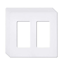 Load image into Gallery viewer, [5 Pack] BESTTEN 2-Gang Screwless Wall Plate, USWP6 Snow White Series, Decorator Outlet Cover, H4.69” x W4.73”, for Light Switch, Dimmer, GFCI, USB Receptacle
