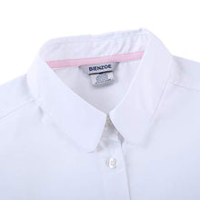 Load image into Gallery viewer, Bienzoe Girls School Uniform Oxford Long Sleeve Blouse Bowtie Pack White M
