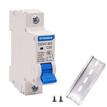 Load image into Gallery viewer, smseace Miniature Circuit Breaker Low Voltage AC 20A 230/400V 1 Pole DIN Rail Installation DZ47-63 C20
