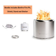 Load image into Gallery viewer, Solo Stove Bonfire Backyard Bundle Portable Fire Pit Stainless Steel for Wood Burning and Low Smokeless Fire Pit Camping Stove for S'mores and Hot Dogs | 19.4x14 Inches with Camp Stove Accessories

