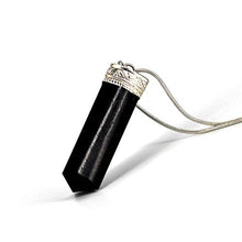 Load image into Gallery viewer, Raw Black Tourmaline Crystal Healing Pendant Necklace –Protection Negative Energy Cleanser Natural Stress Aid Soothe Mind Emotions - Authentic Stone on Silver Plated 18" Chain Chakra Healing Charm

