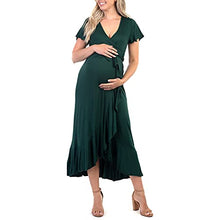 Load image into Gallery viewer, Mother Bee Maternity Butterfly Sleeve Hi-Low Ruffle Dress with Adjustable Belt
