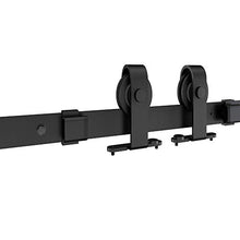 Load image into Gallery viewer, JUBEST 36in x 84in Glass Sliding Barn Door, Modern French Door, Paneled Frosted Glass Carbon Steel Frame Sliding Closet Kitchen Pocket Interior Door with 6FT Hardware Kit and Soft Close Mechanisms
