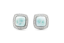 Load image into Gallery viewer, AZIEL JEWELRY Larimar Gemstones with 925 Sterling Silver Stud Earrings Jewlery for Women
