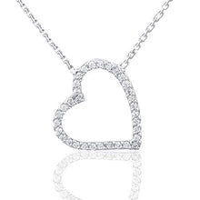 Load image into Gallery viewer, 1/10 Carat Natural Diamond Pendant Necklace 10K White Gold (HI Color, I3 Clarity) Heart Shaped Diamond Pendant Necklace for Women Diamond Jewelry Gifts for Women

