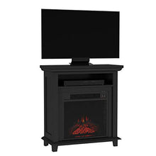 Load image into Gallery viewer, Northwest 80-FPWF-3 Electric Fireplace TV Stand– 29” Freestanding Console with Shelf, Faux Logs and LED Flames, Space Heater Entertainment Center (Black)
