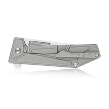 Load image into Gallery viewer, KUBEY KB256 Folding Pocket Knife – Frame Lock Tactical Knife with 3.54in AUS-10 Sand Blast &amp; Brush Blade – Solid Outdoor Knife with Titanium Handle for Hiking Hunting and EDC Carry (Grey)
