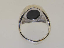 Load image into Gallery viewer, Solid 925 Sterling Silver Onyx Intaglio Centurions Head Mens Mans Signet Ring - Size 9.5 - Sizes 6 to 13
