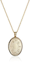 Load image into Gallery viewer, 14k Gold-Filled with Floral Design and Center Signet Oval Hand Engraved Locket Necklace, 18"
