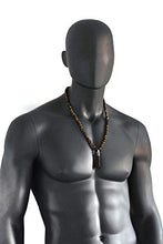 Load image into Gallery viewer, Point Pendant Long Beaded Necklace for Men Brown Tigers Eye and Labradorite Natural Stone Healing Crystal Jewelry 26 inches long
