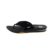 Load image into Gallery viewer, Reef Men's Fanning Flip Flop, BLACK/SILVER, 11 Medium
