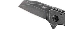 Load image into Gallery viewer, CRKT Razelcliffe Folding Pocket Knife: Compact EDC Straight Edge Utility Knife with Stainless Steel Chisel Blade and Framelock Handle - Black Stonewash 4021
