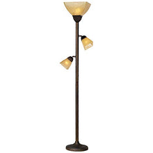 Load image into Gallery viewer, Torchiere Floor Lamp Roman Bronze Frosted Champagne Amber Glass 3-Light Dimmable for Living Room Reading - Franklin Iron Works
